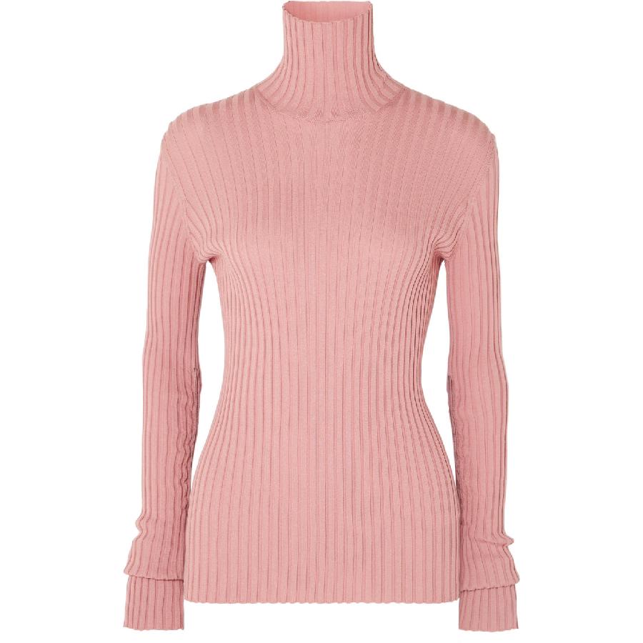 Victoria Beckham Áo len cao cổ pha trộn cotton có gân của Victoria Beckham - Áo len thể thao / dòng may cardigan nữ
