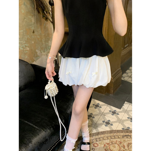 【清仓福利 限时7折】桃可了◆ afuili兜兜裙裤花尾半身裙