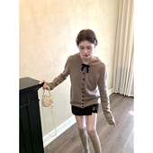 奶咖香氛 很衬肤色 软糯显瘦甜美羊毛连帽毛衣开衫 桃可了 女冬季