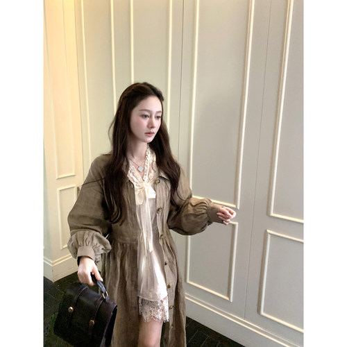 桃可了 秋日漫步 松弛感中长款小个子风衣女高级复古法式长款外套