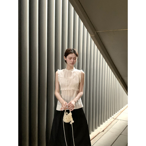 桃可了《梦核少女》提花棉 设计感气质两件式无袖绑带收腰上衣