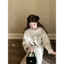 羊毛呢毛呢大衣女冬 刺绣领面蝴蝶结双面呢长款 桃可了 奶沫绵音