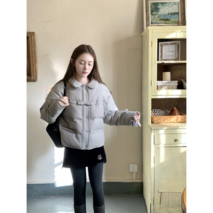桃可了 玄米灰蝴蝶结绑带90%白鸭绒外套加厚保暖羽绒服女 漫游者