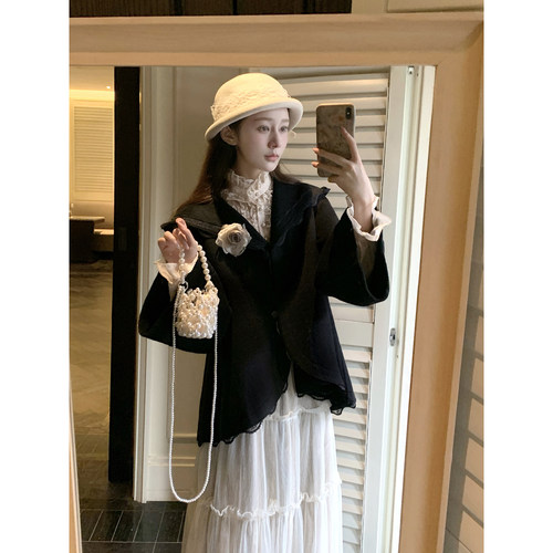 桃可了 双面诗辑 连帽斗篷宽松双面呢外套女甜美高级100羊毛外套