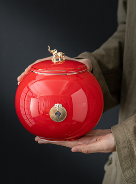 陶瓷茶叶罐密封罐储存罐高端家用散茶存茶罐茶叶礼盒现代家居摆件