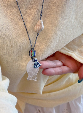 夏日设计感小众小鱼海螺流苏吊坠