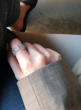 简约食指指环亚克力晕染开口戒指