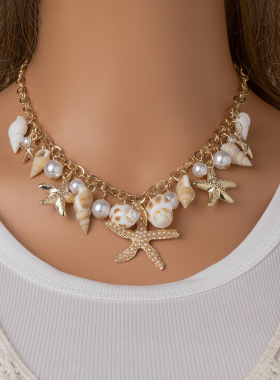 海星随机海螺珍珠吊坠合金