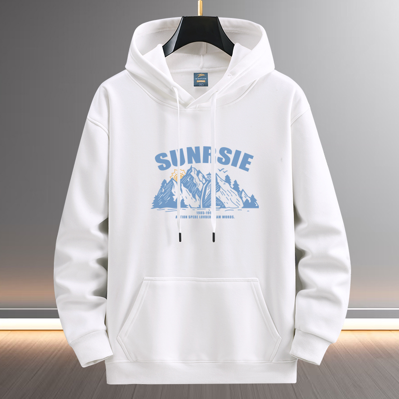 秋冬季加绒加厚卫衣男士潮牌连帽衫青少年学生上衣服宽松运动外套