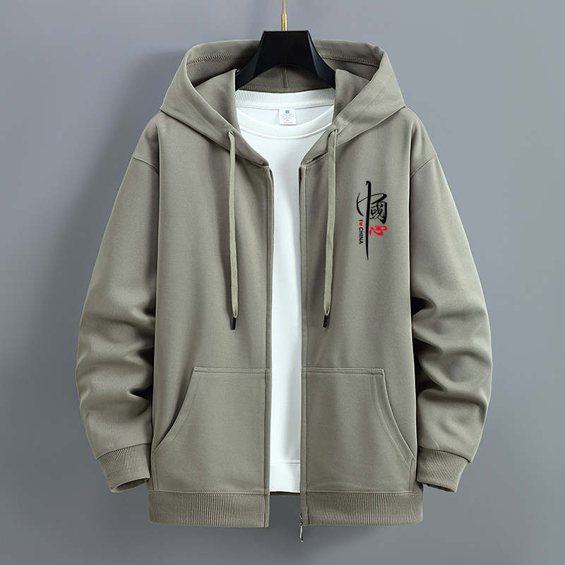 秋冬季开衫卫衣男士潮牌连帽青少年学生上衣服宽松运动拉链外套