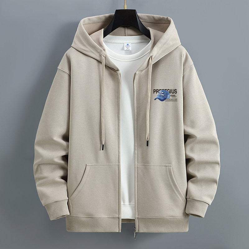 秋冬季开衫卫衣男士潮牌连帽青少年学生上衣服宽松运动拉链外套