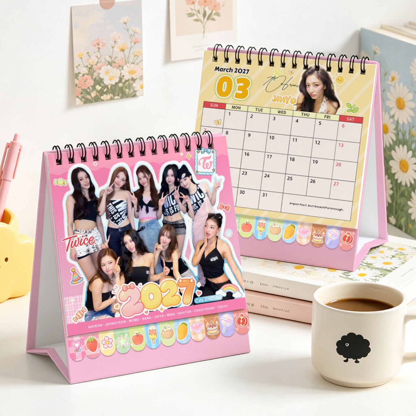 现货TWICE女团2027年台历桌面摆件应援周边记事备忘留言打卡台历