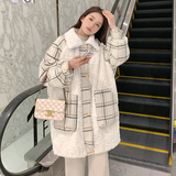 -格子毛呢拼羊羔毛90绒内胆羽绒服-2D118-1018-p260-k368，女装皮草，2D118
