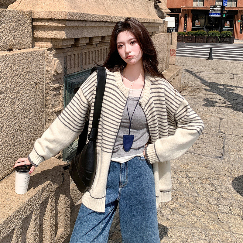 新品时尚条纹针织外套2D118-2686-P145-K228，女装针织衫/毛衣，2D118