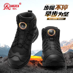 短靴黑色潮流登山鞋 强人3515男靴户外高帮训练鞋 防刺穿战术靴男士