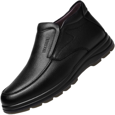 强人男冬季保暖棉皮鞋真皮羊毛