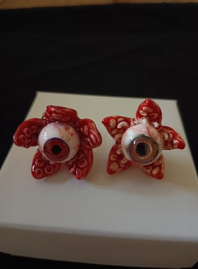 克苏鲁戒指小众花朵眼球戒指 眼珠戒指 戒圈可调节大小