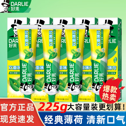 DARLIE好来(原黑人)牙膏双重薄荷清新口气防蛀护齿225g家庭囤货装