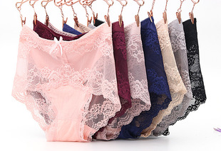 200斤胖MM莫代尔中高腰三角内裤 女士性感内裤 3尺外贸蕾丝大码 2尺