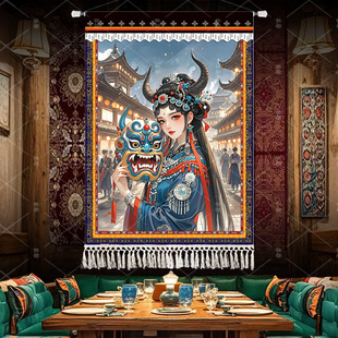 饰画壁画高清 挂画西藏扎基拉姆女财神招财茶室客厅玄关家用唐卡装