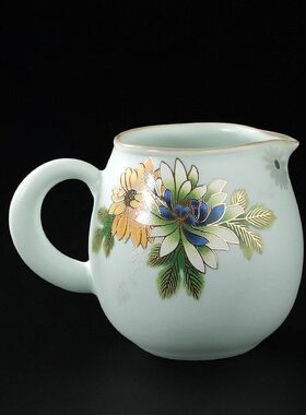 清雅凝香天青怡心海汝瓷开片可养防烫把公道杯茶具配件茶海分茶器
