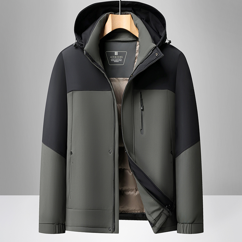 68812款冲锋衣羽绒服可脱卸内胆中老年爸爸男加厚防风外套P175