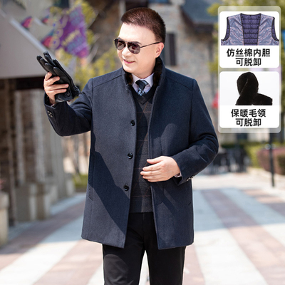 M419爸爸外套秋冬款中老年毛呢中年男士秋冬装夹克老年人爷爷P110