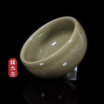 福九居汝窑禅定杯陶瓷功夫主人杯大号汝窑单杯品茗杯开片可养茶杯