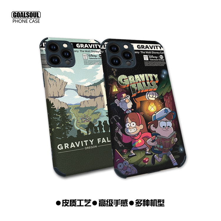 怪诞小镇15pro手机壳Gravity Falls美式动漫14promax 13pro米14/13迪普P60/50皮质软壳reno9pro ip15/14/13