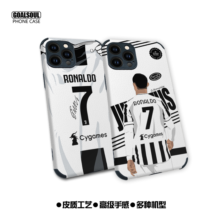 尤文图斯C罗15pro手机壳CR7尤文ip15/14/13/12/11 15pm 14pro足球mate60pro皮质软壳K70/60/50米14/13 iqoo12