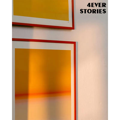 4ES |一片橘色的海 经典红小众抽象现代艺术海报金属相框装饰画