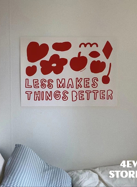 4ES |复古红可爱插画纸质摄影艺术海报ins画芯挂画现代简约装饰画