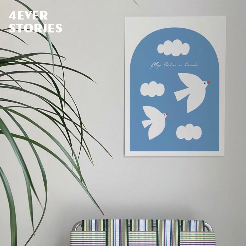 4ever stories | 小白鸽 童趣金属框装饰画ins风可爱插画墙面海报