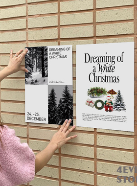 4ES | Merry Christmas圣诞 黑白极简色系 圣诞装饰海报墙贴