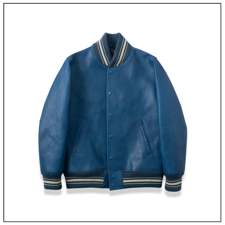 hdk(海觉)horween essex 湖蓝色全植鞣无涂重磅牛皮 美式棒球服