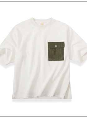 HDK(海觉）5分袖360G重磅OS落肩宽松工装短袖 二战帐篷老军布胸袋