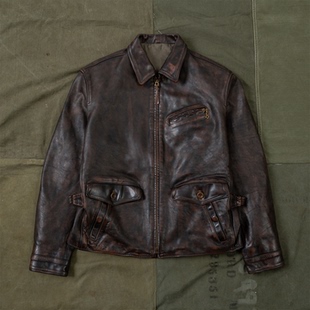 DRESSNER纯植鞣牛皮水洗机车夹克学友报童款 HORWEEN 海觉 HDK