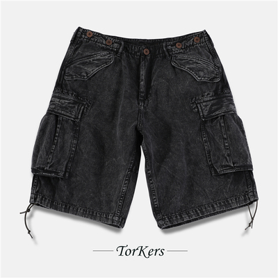 TORKERS鱼骨纹宽松工装短裤