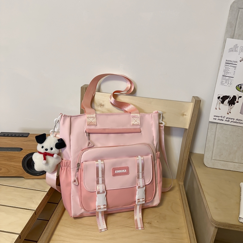 小学生补课袋可单肩学习袋初中生大容量兴趣班撞色上课防水美术袋