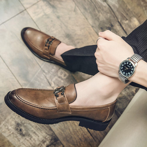 真皮软底复古商务休闲皮鞋