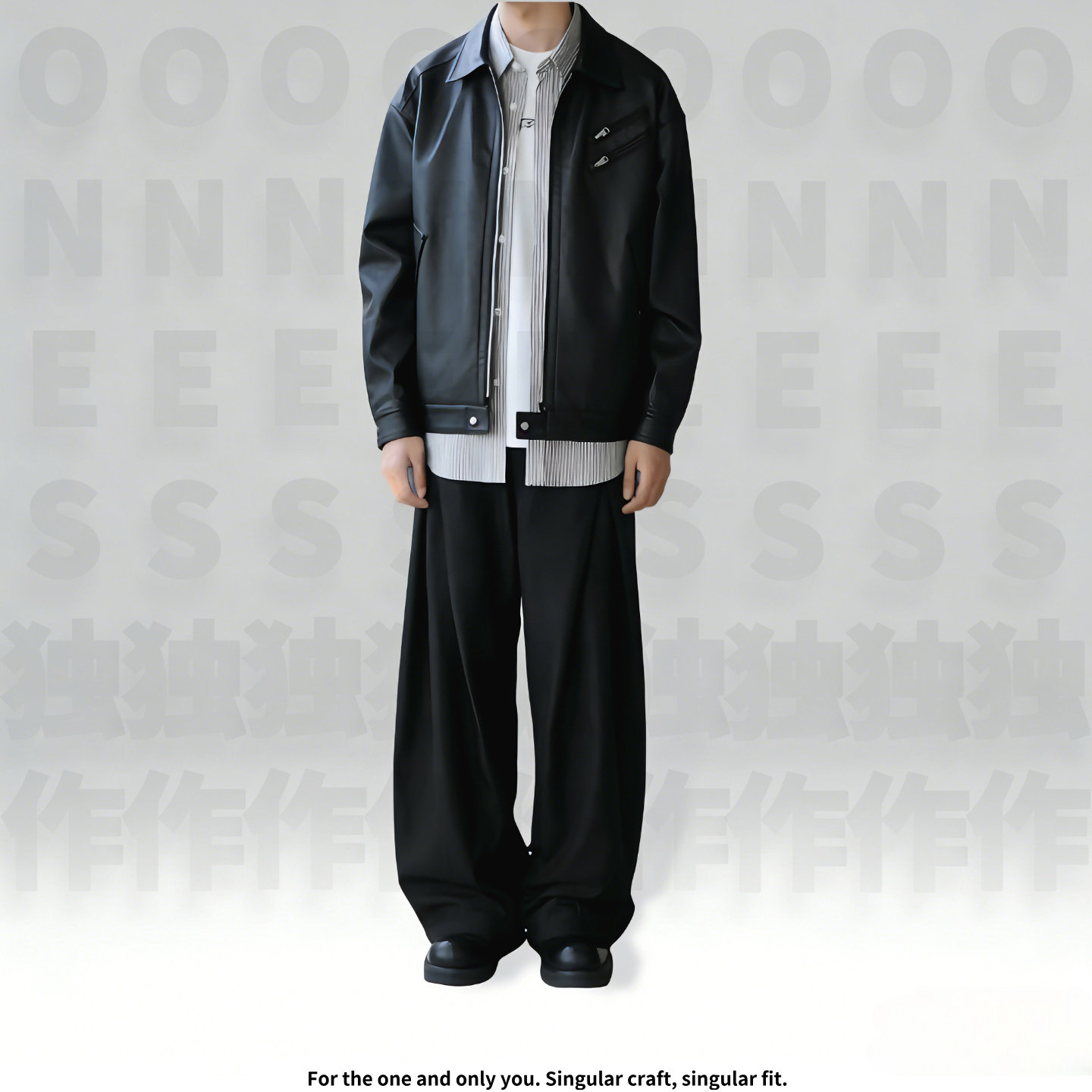 ONES独作2026春季新款纯色机车外套PU皮衣工装夹克衫男款外套上衣