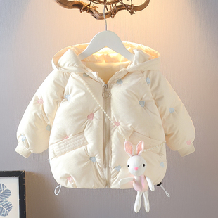 女宝宝棉服加绒加厚棉衣洋气外套2新款4冬装夹1保暖周岁3女童棉袄