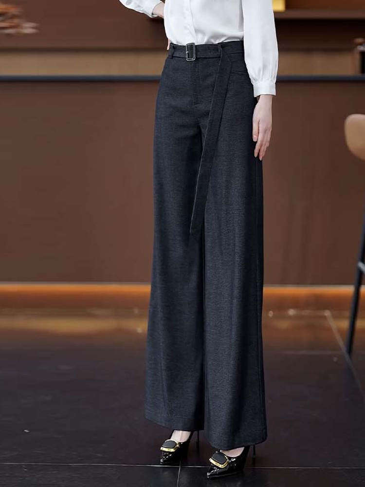 高档高级感深灰阔腿西装裤女春秋高腰显瘦垂感休闲今年流行直筒裤