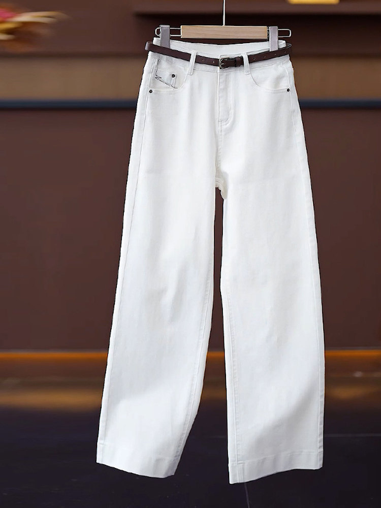 高档高级感阔腿牛仔裤女春秋新款弯刀裤高腰宽松小个子休闲直筒裤