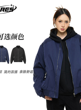 ARESWINGS美式街头撞色解构夹克男女秋冬国潮飞行棒球服情侣外套