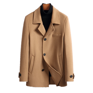 双面呢大衣男士短款西装领100%全羊毛呢子外套秋冬新款无羊绒夹克
