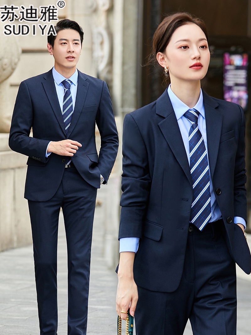 高端免烫职业西装套装男女同款商务行政工装公司企业定制西服正装