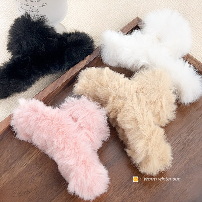 秋冬毛绒抓夹特大号毛茸茸发抓后脑勺盘发仿兔毛发夹发量多鲨鱼,饰品/流行首饰/时尚饰品新,民族风发饰,淘宝优惠券,粉丝福利购,淘宝优惠卷