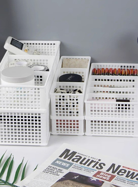 日本进口SANADA桌面收纳盒子化妆品整理盒子办公桌文具分类收纳筐