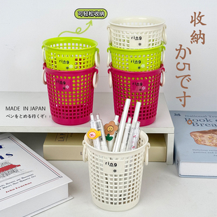 日本进口桌面收纳桶化妆刷笔筒纸篓宿舍好物迷你小物收纳盒